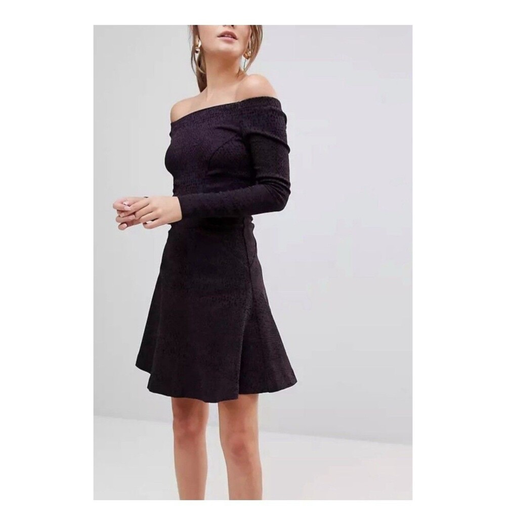 Womens Reiss Deep Berry Dress - Tinsel-fit And Flare Dress Size 8 - Picture 2 of 6